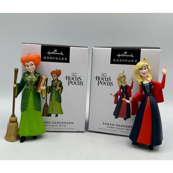 SARAH & WINIFRED SANDERSON Hallmark 2023 Ornament DISNEY HOCUS POCUS NEW - Picture 1 of 3